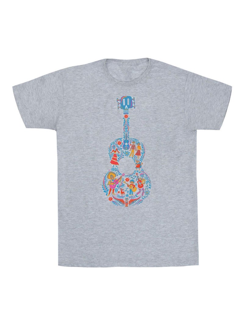 Disney - T-shirt motif/style Guitares COCO Gris chiné - Kiabi
