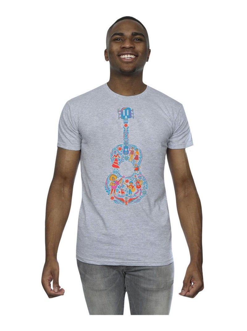 Disney - T-shirt motif/style Guitares COCO Gris chiné - Kiabi