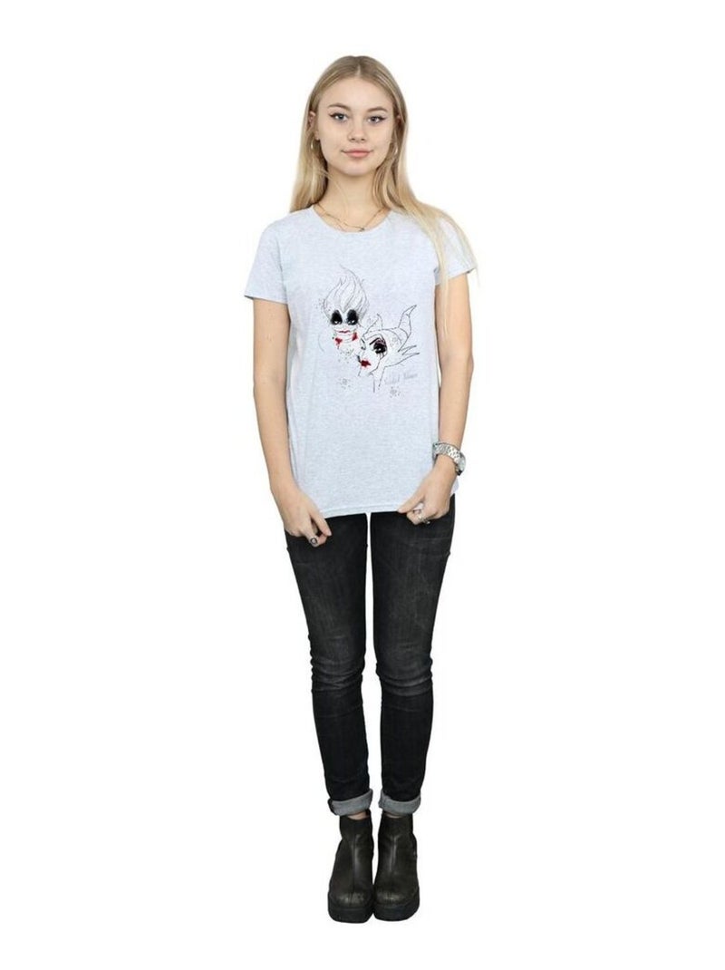 Disney - T-shirt motif/style Villains WICKED Gris chiné - Kiabi