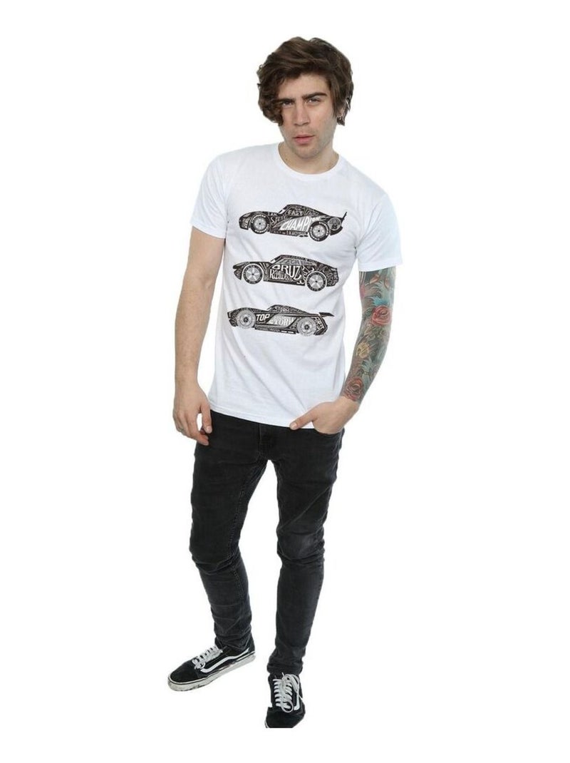 Disney - T-shirt motif/style voitures de course en texte CARS Blanc - Kiabi