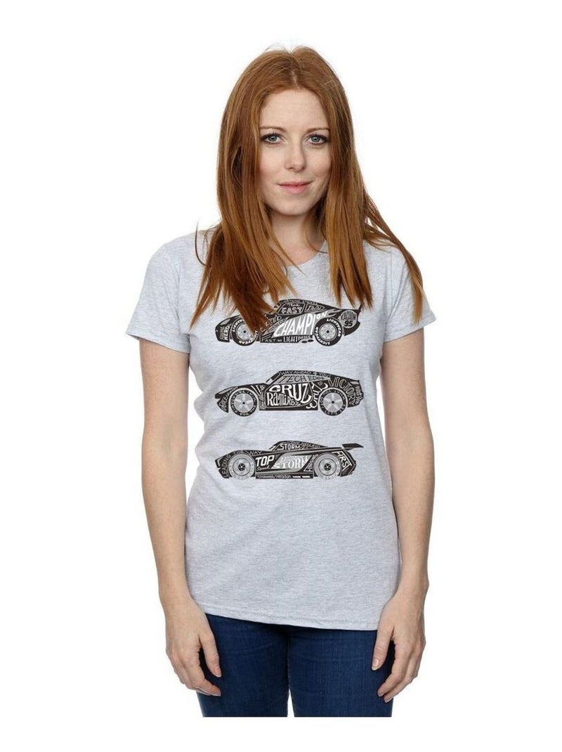 Disney - T-shirt motif/style voitures de course en texte CARS Gris chiné - Kiabi