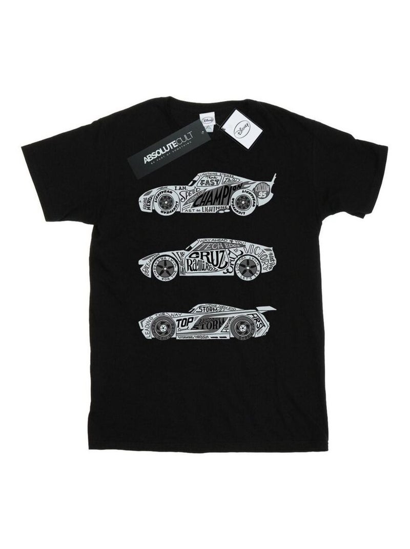 Disney - T-shirt motif/style voitures de course en texte CARS Noir - Kiabi