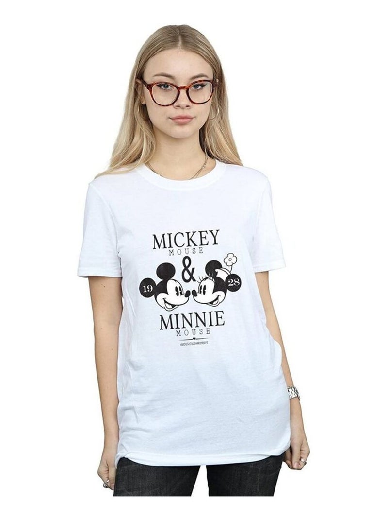 Disney - T-shirt MOUSECRUSH MONDAYS (Mickey Mouse, Minnie Mouse) Blanc - Kiabi