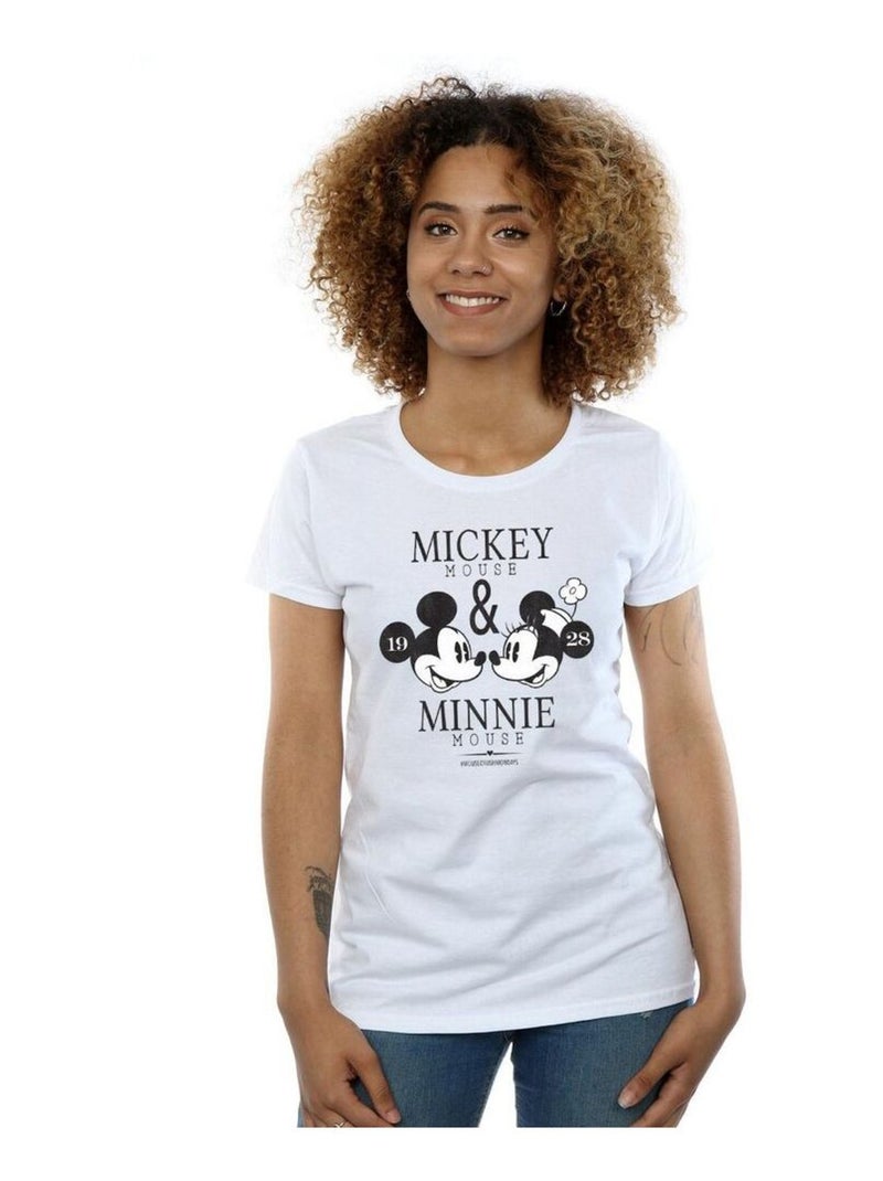 Disney - T-shirt MOUSECRUSH MONDAYS (Mickey Mouse, Minnie Mouse) Blanc - Kiabi
