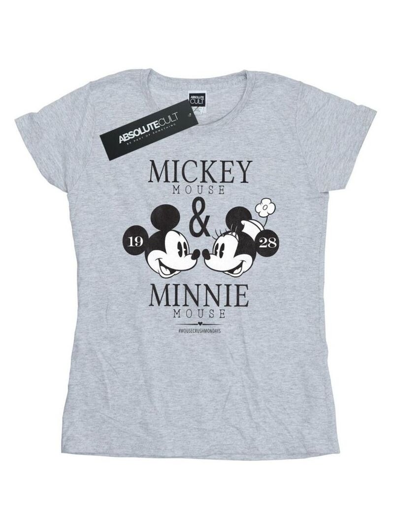 Disney - T-shirt MOUSECRUSH MONDAYS (Mickey Mouse, Minnie Mouse) Gris chiné - Kiabi