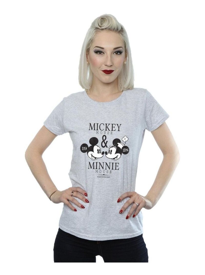 Disney - T-shirt MOUSECRUSH MONDAYS (Mickey Mouse, Minnie Mouse) Gris chiné - Kiabi