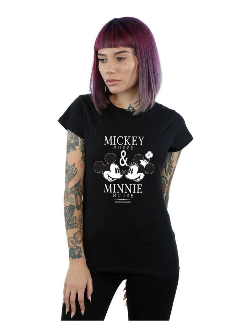 Disney - T-shirt MOUSECRUSH MONDAYS (Mickey Mouse, Minnie Mouse) Noir - Kiabi