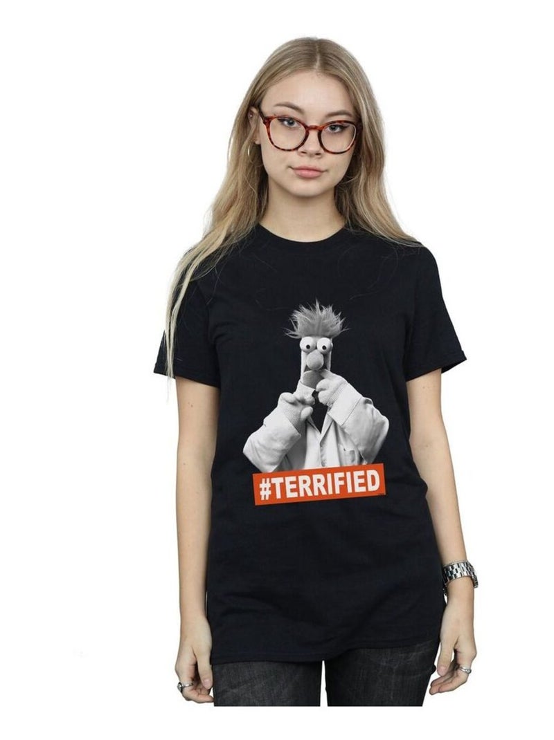 Disney - T-shirt Muppet BEAKER TERRIFIED Noir - Kiabi