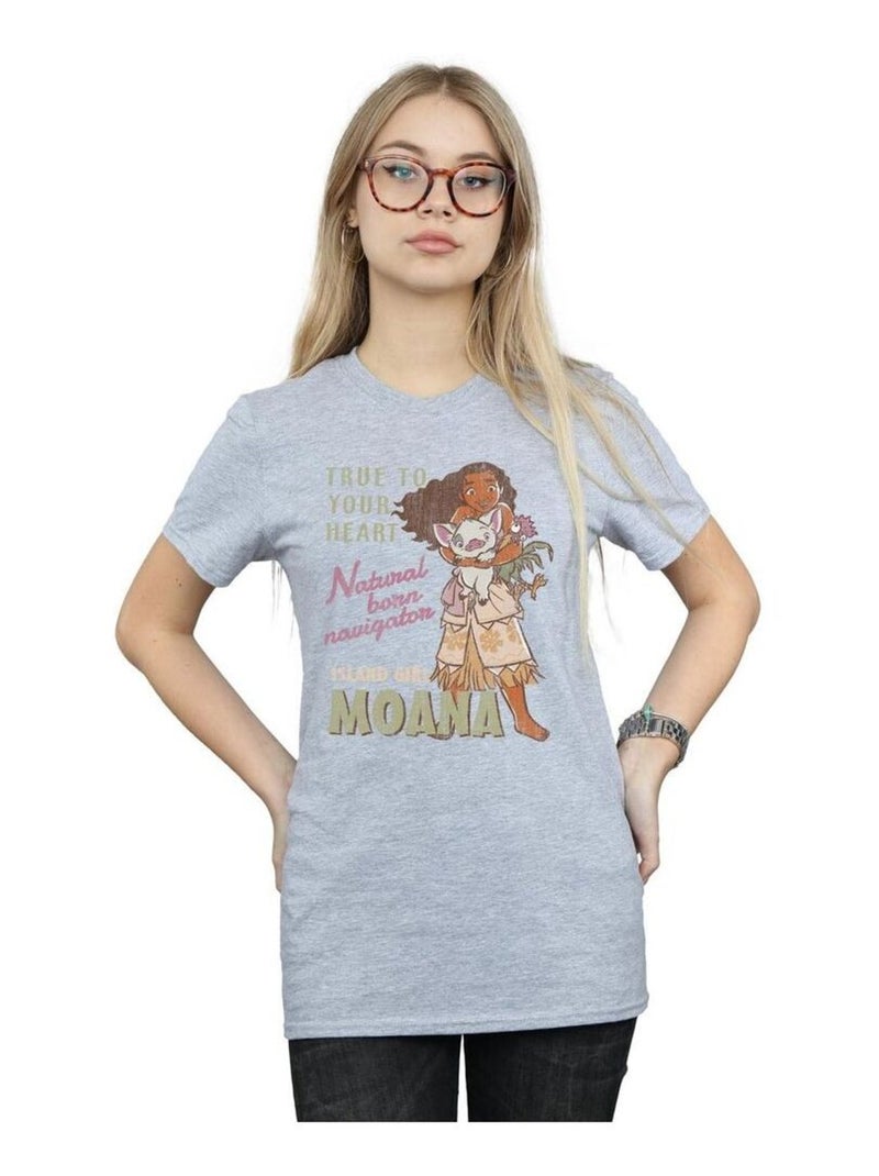 Disney - T-shirt NATURAL BORN NAVIGATOR Gris chiné - Kiabi