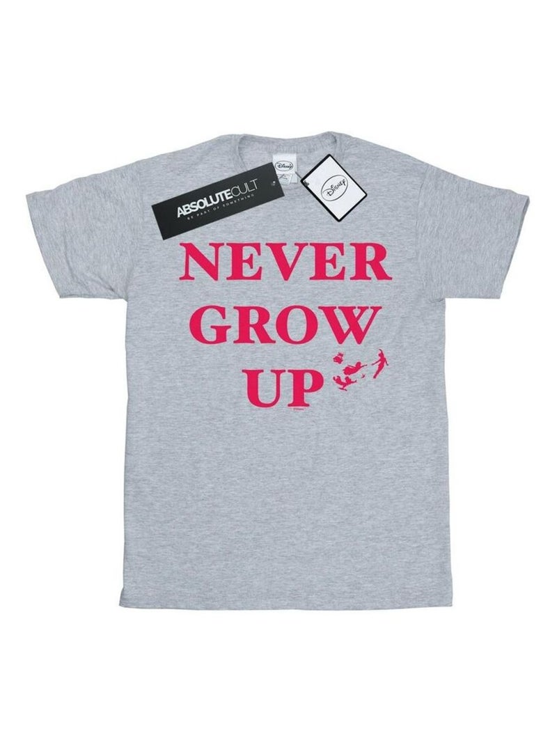 Disney - T-shirt NEVER GROW UP Gris chiné - Kiabi