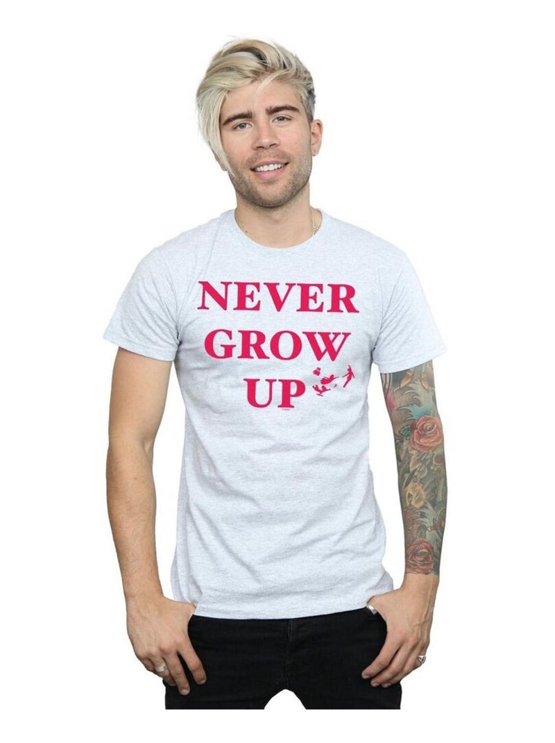 Disney - T-shirt NEVER GROW UP Gris chiné - Kiabi