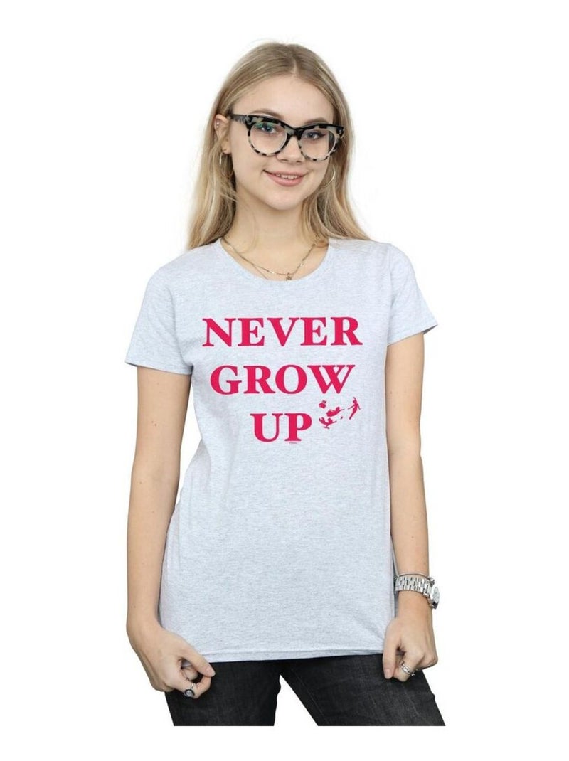 Disney - T-shirt NEVER GROW UP Gris chiné - Kiabi