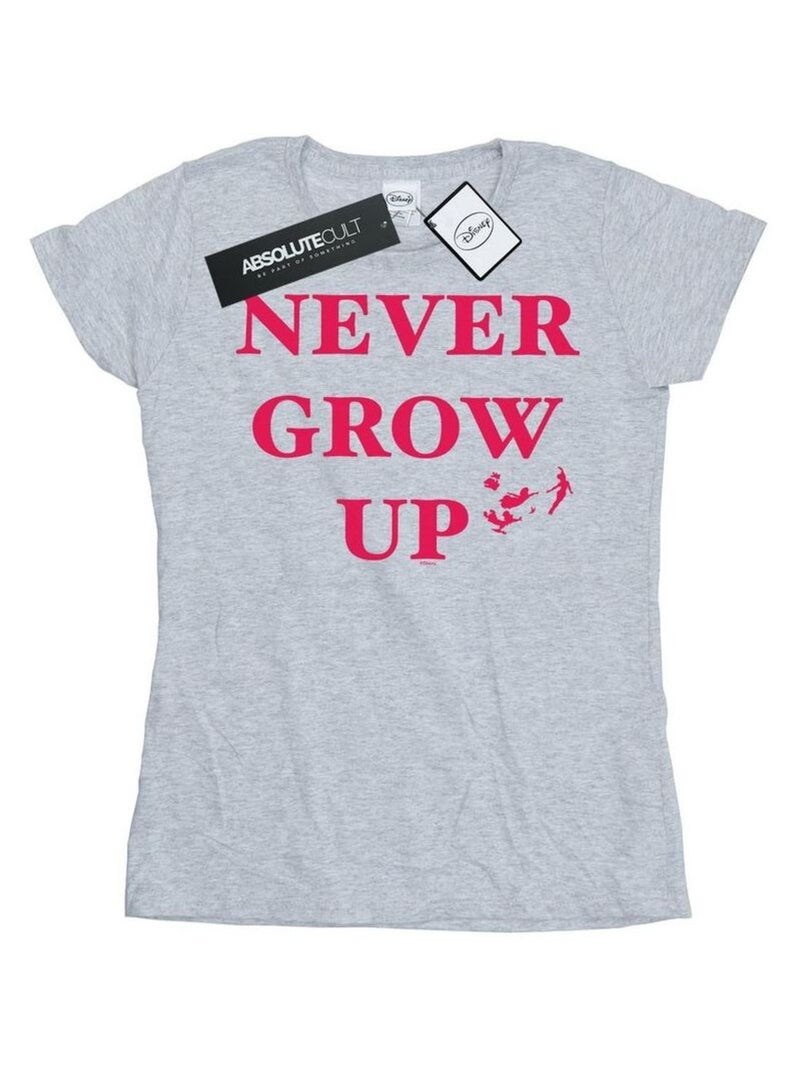 Disney - T-shirt NEVER GROW UP Gris chiné - Kiabi