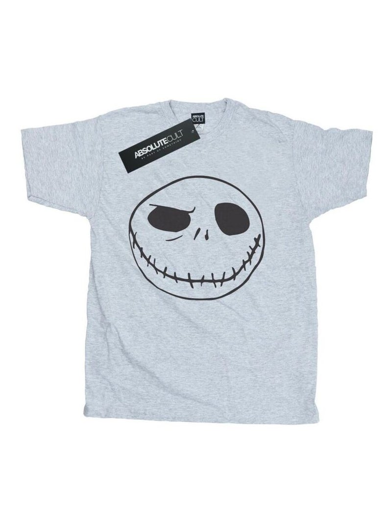 Disney - T-shirt NIGHTMARE BEFORE CHRISTMAS JACK'S BIG FACE Gris chiné - Kiabi
