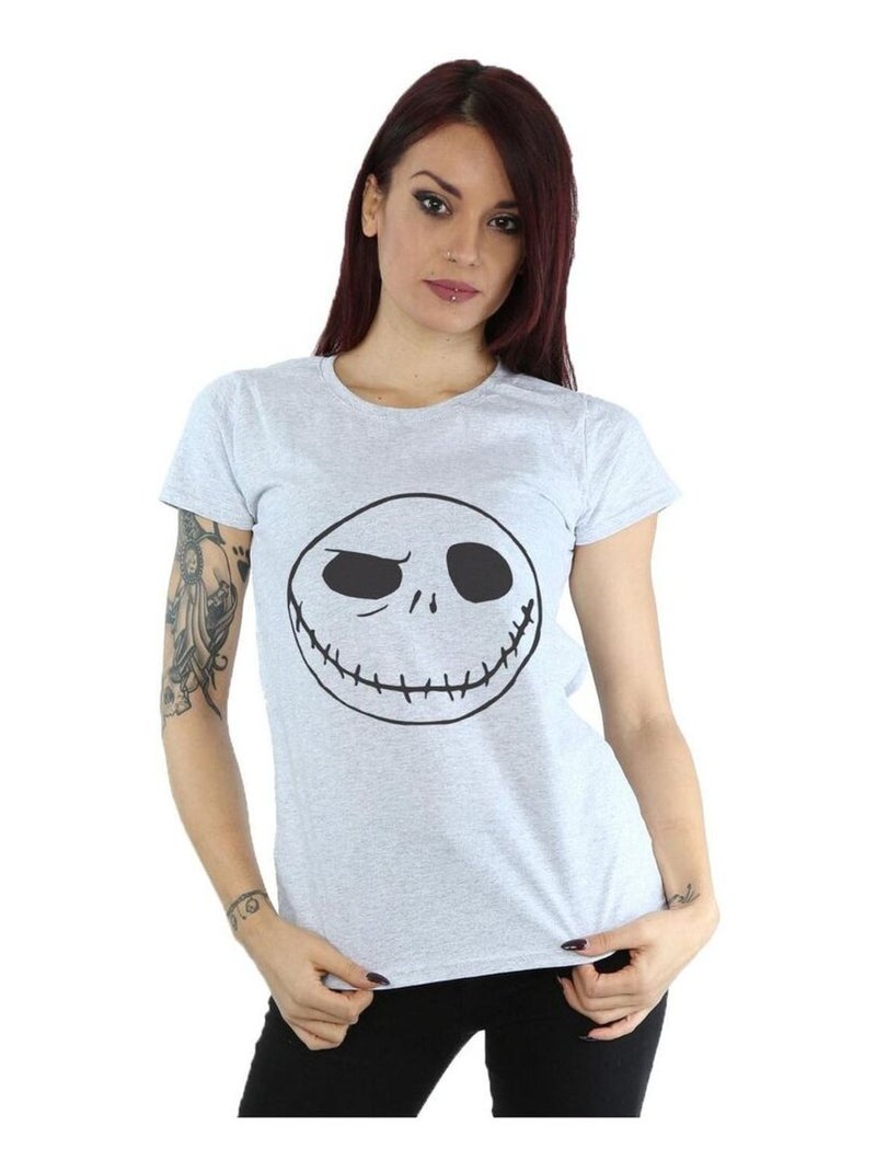 Disney - T-shirt NIGHTMARE BEFORE CHRISTMAS JACK'S BIG FACE Gris chiné - Kiabi