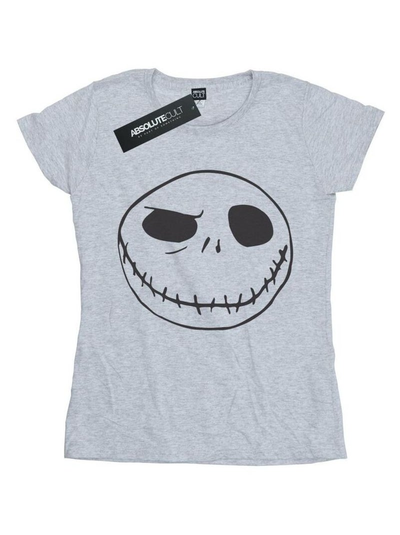 Disney - T-shirt NIGHTMARE BEFORE CHRISTMAS JACK'S BIG FACE Gris chiné - Kiabi