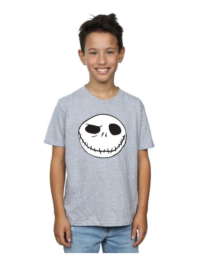 Disney - T-shirt NIGHTMARE BEFORE CHRISTMAS JACK'S BIG FACE Gris chiné - Kiabi