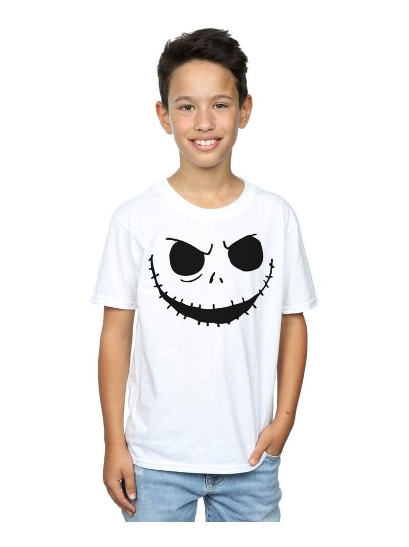 Disney - T-shirt NIGHTMARE BEFORE CHRISTMAS JACK'S FACE Blanc - Kiabi