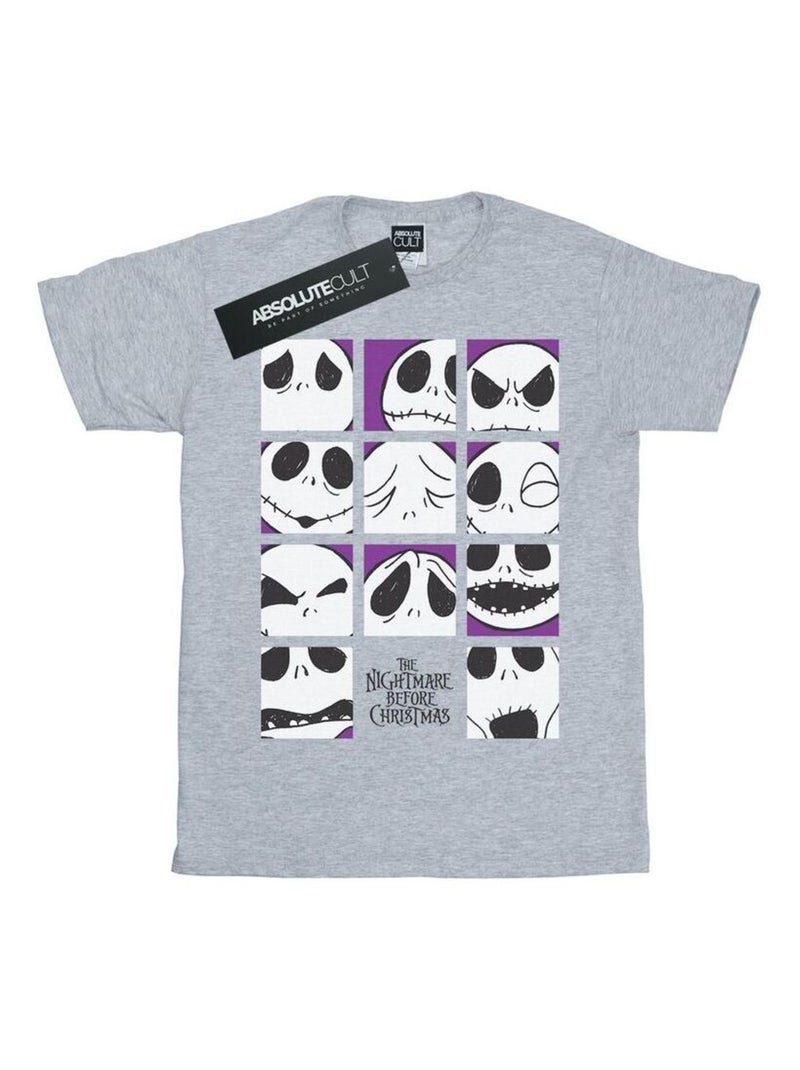 Disney - T-shirt NIGHTMARE BEFORE CHRISTMAS MANY FACES OF JACK Gris chiné - Kiabi