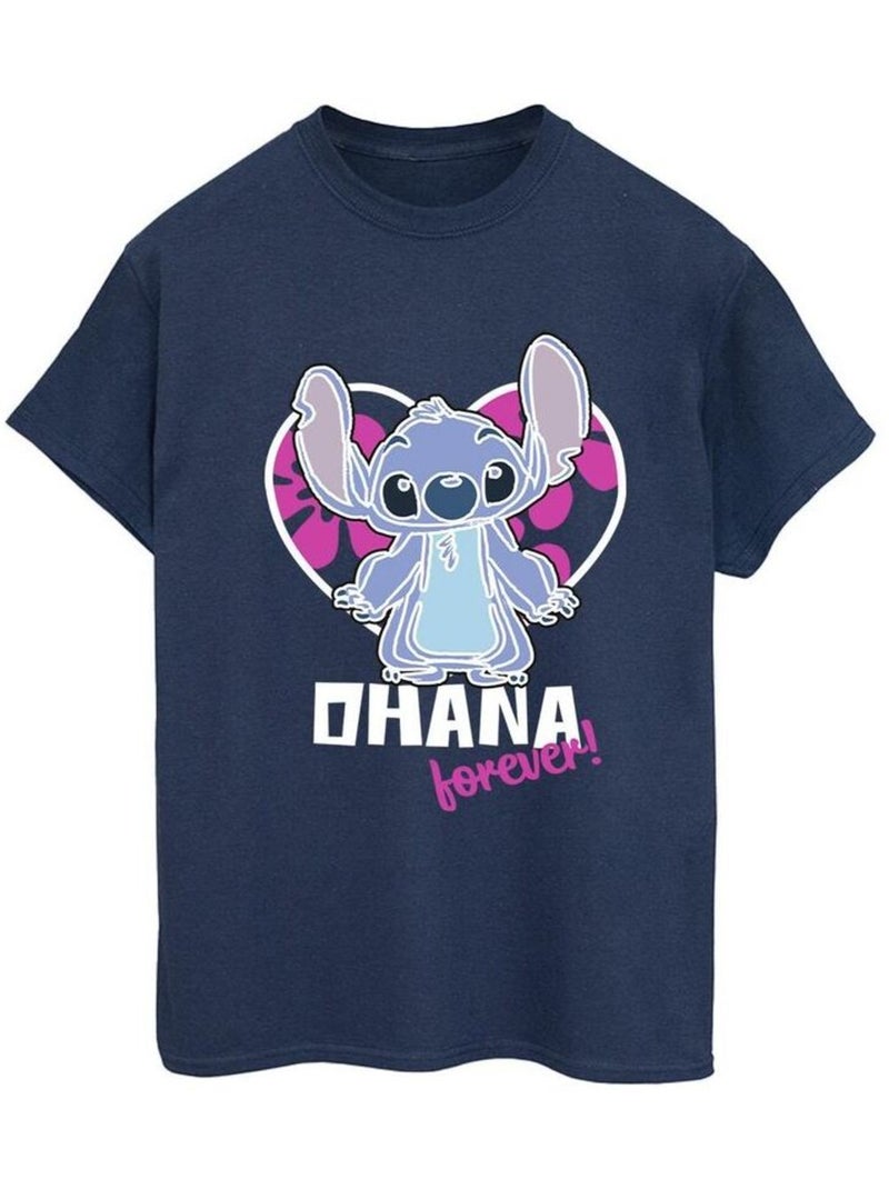 Disney - T-shirt OHANA FOREVER Bleu marine - Kiabi
