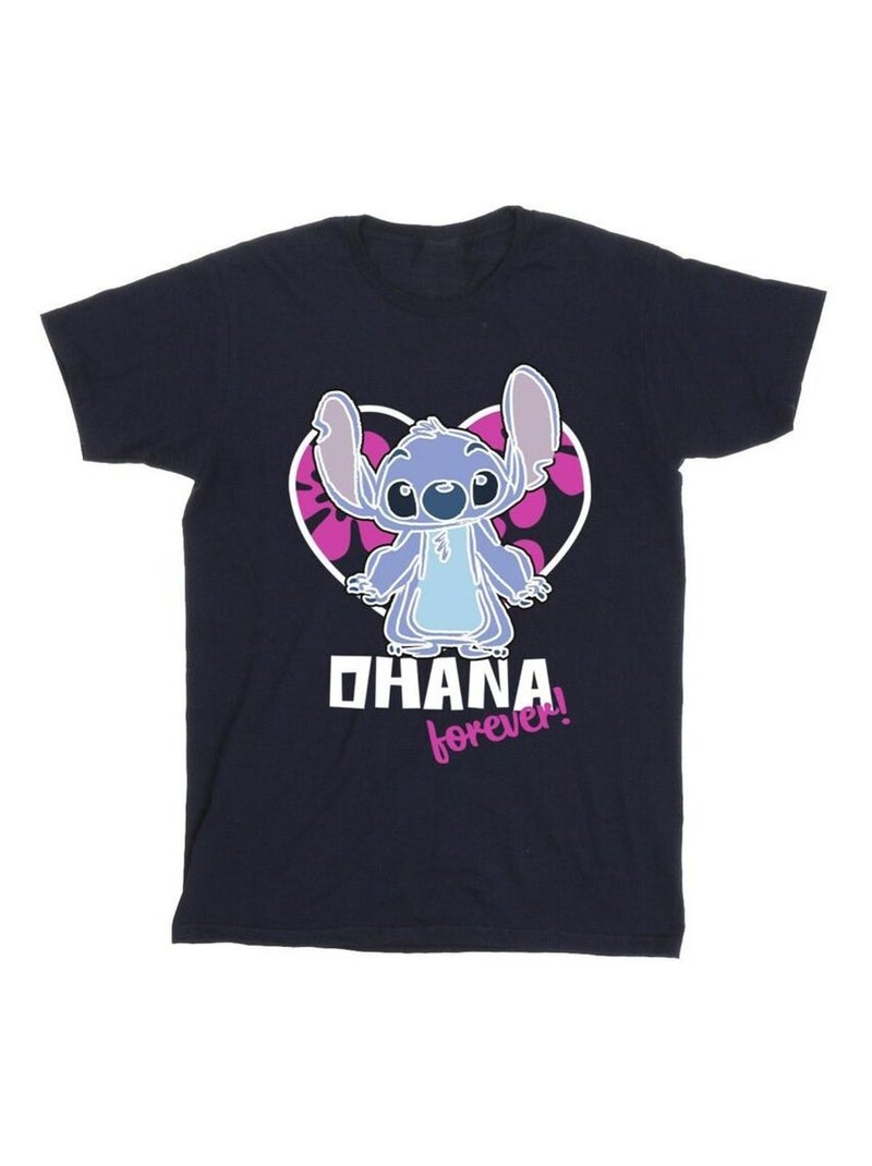Disney - T-shirt OHANA FOREVER Bleu marine - Kiabi