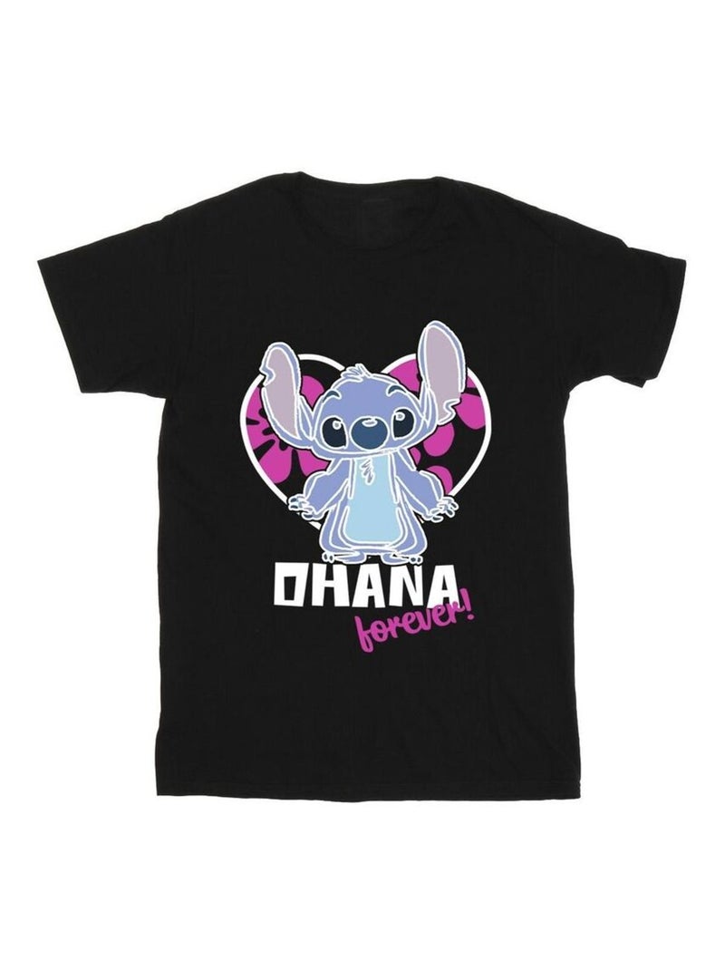 Disney - T-shirt OHANA FOREVER Noir - Kiabi