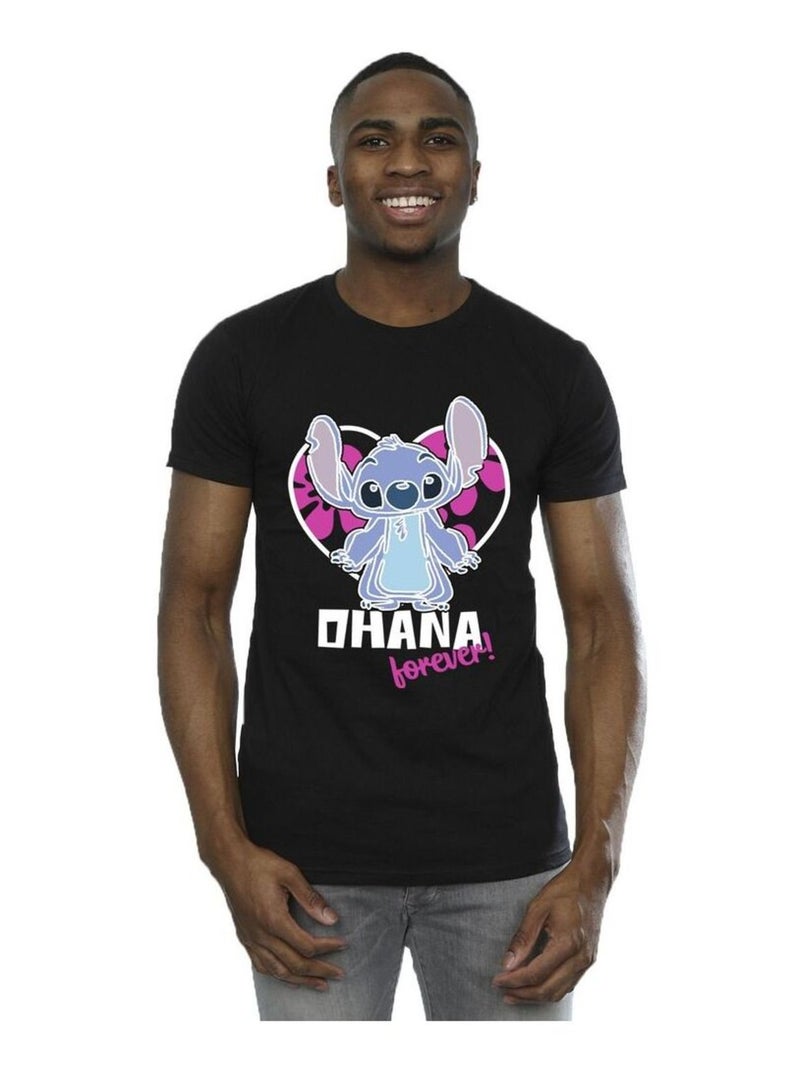 Disney - T-shirt OHANA FOREVER Noir - Kiabi
