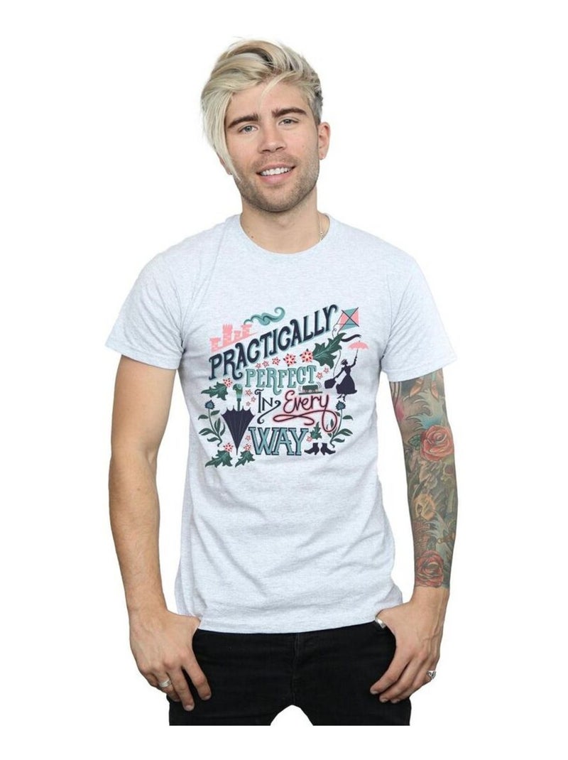 Disney - T-shirt PRACTICALLY Gris chiné - Kiabi