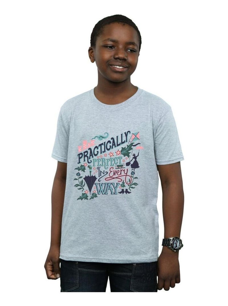 Disney - T-shirt PRACTICALLY Gris chiné - Kiabi