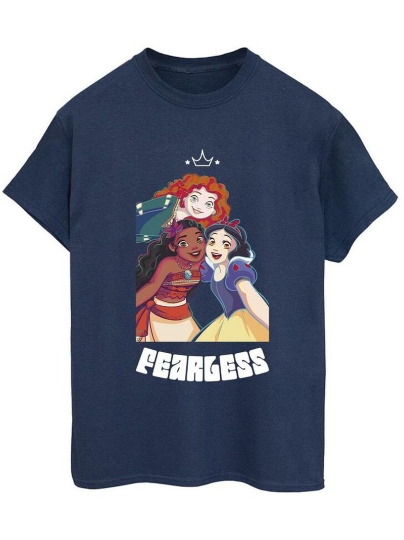 Disney - T-shirt PRINCESS FEARLESS Bleu marine - Kiabi