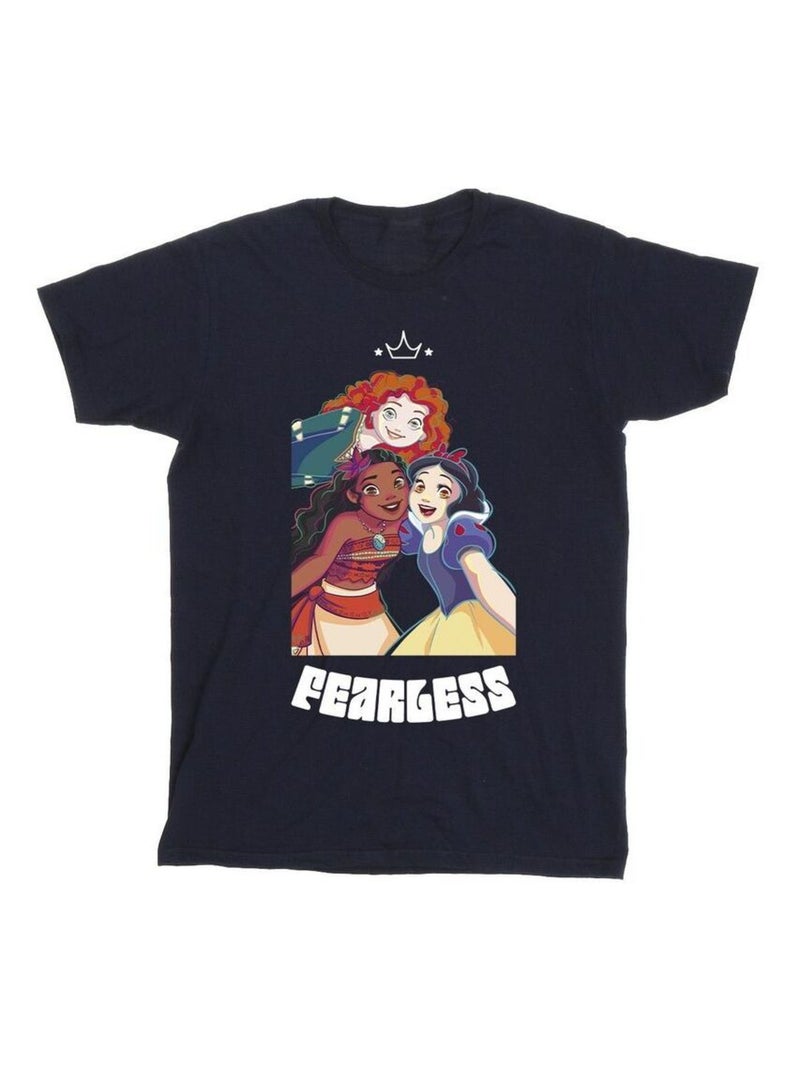Disney - T-shirt PRINCESS FEARLESS Bleu marine - Kiabi