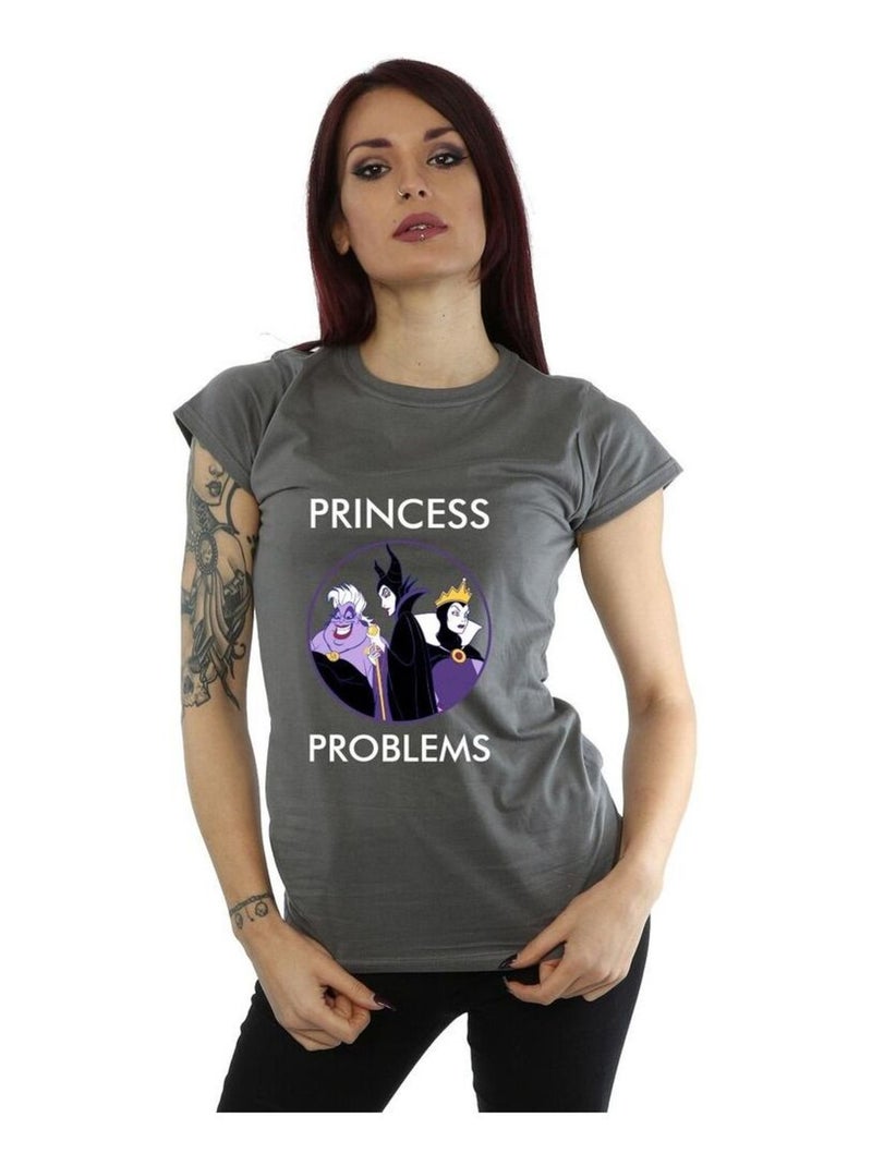 Disney - T-shirt PRINCESS HEADACHES Gris Noir - Kiabi