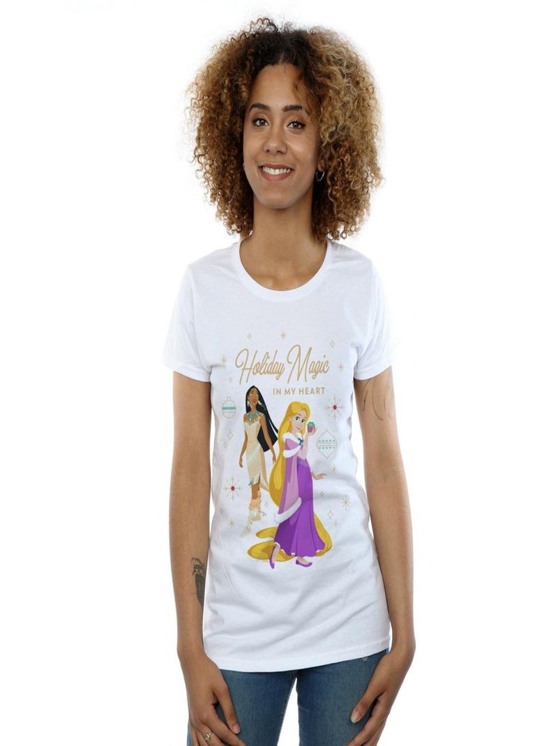 Disney - T-shirt PRINCESS HOLIDAY MAGIC IN MY HEART Blanc - Kiabi