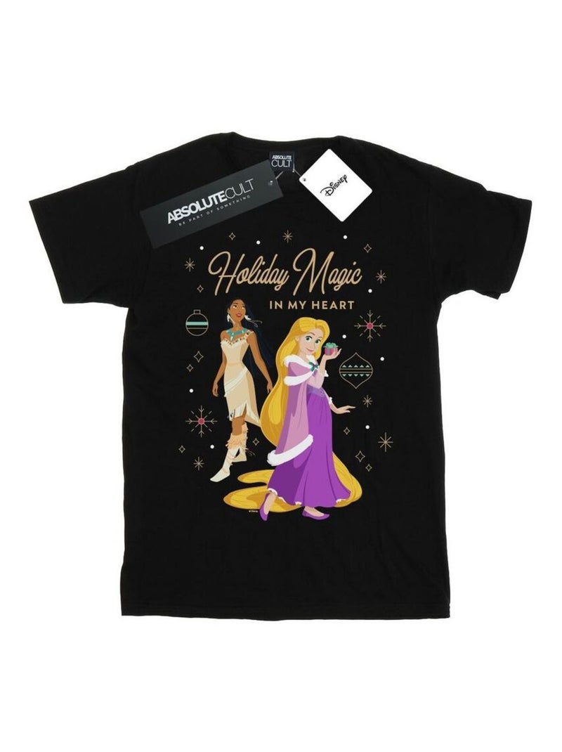 Disney - T-shirt PRINCESS HOLIDAY MAGIC IN MY HEART Noir - Kiabi