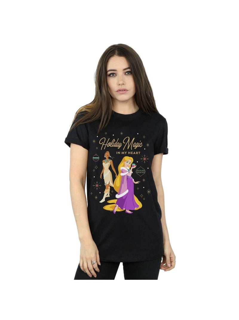 Disney - T-shirt PRINCESS HOLIDAY MAGIC IN MY HEART Noir - Kiabi