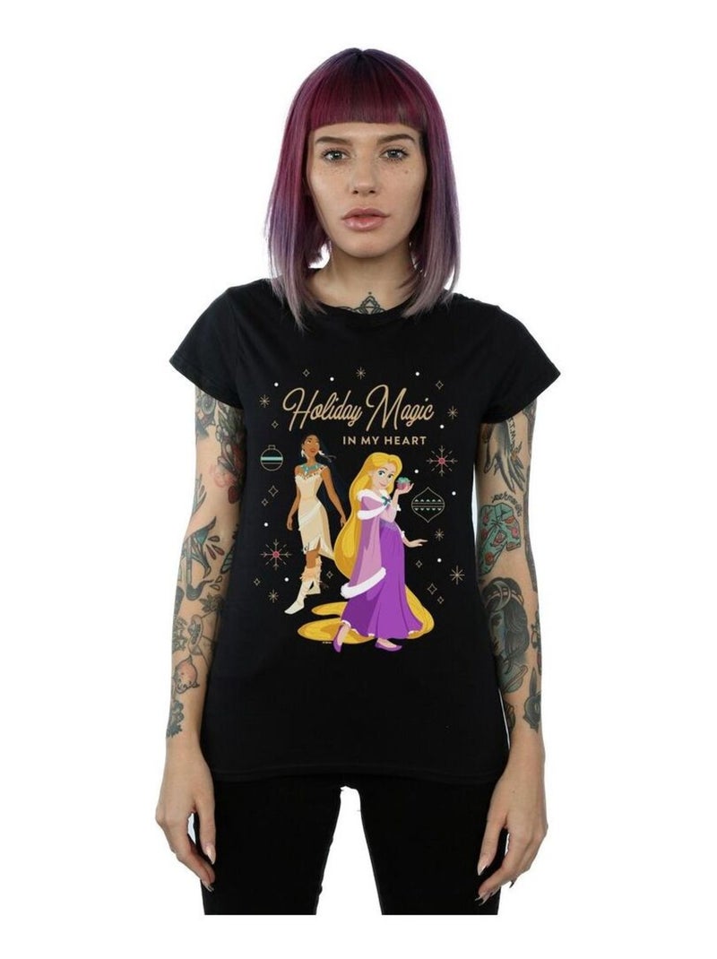 Disney - T-shirt PRINCESS HOLIDAY MAGIC IN MY HEART Noir - Kiabi
