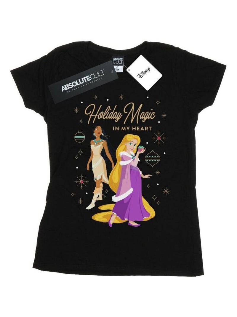 Disney - T-shirt PRINCESS HOLIDAY MAGIC IN MY HEART Noir - Kiabi