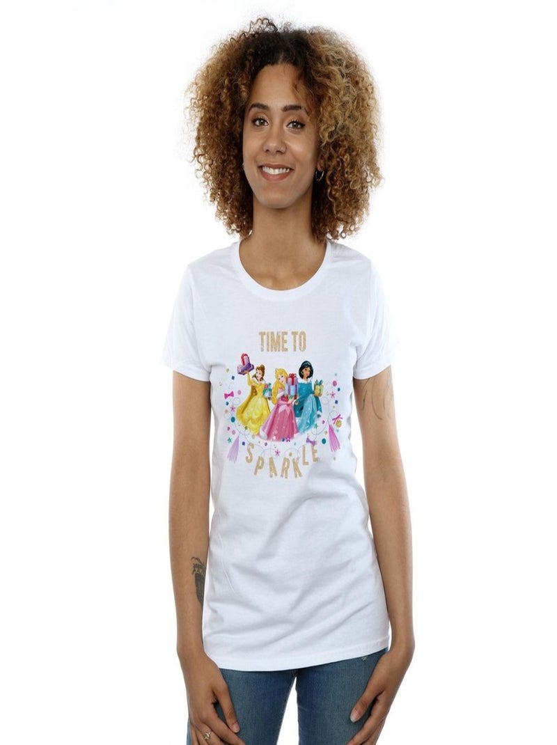 Disney - T-shirt PRINCESS TIME TO SPARKLE Blanc - Kiabi