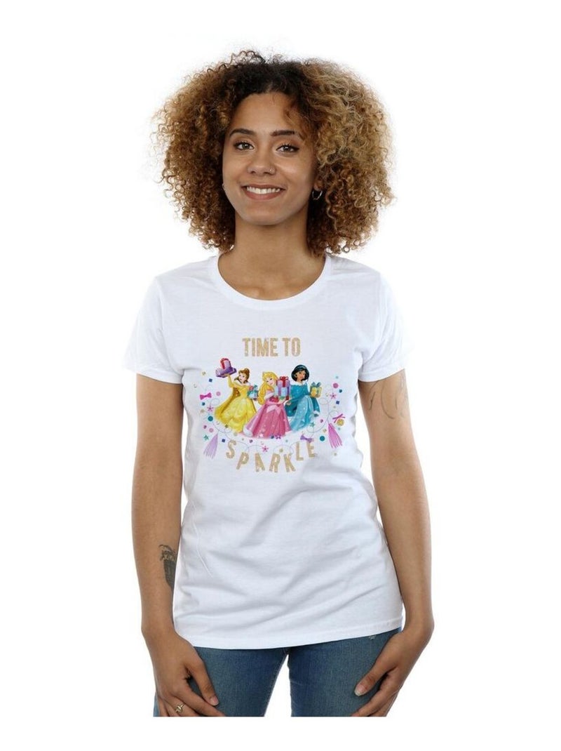 Disney - T-shirt PRINCESS TIME TO SPARKLE Blanc - Kiabi