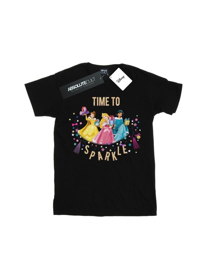Disney - T-shirt PRINCESS TIME TO SPARKLE Noir - Kiabi