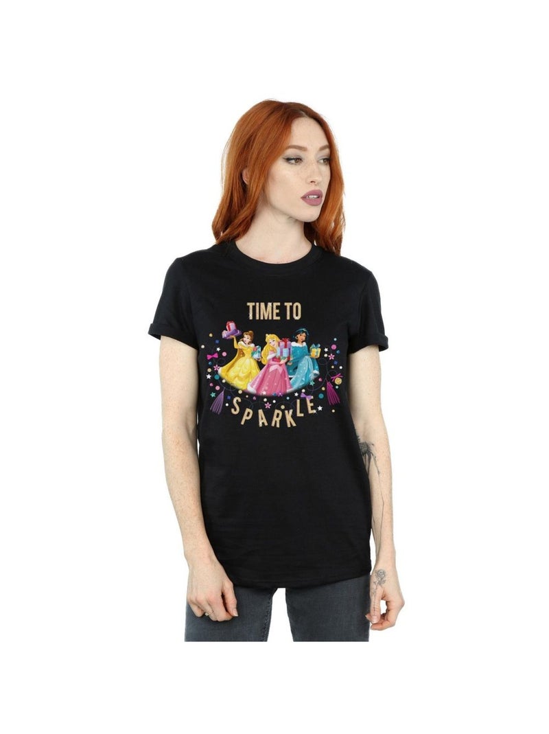 Disney - T-shirt PRINCESS TIME TO SPARKLE Noir - Kiabi