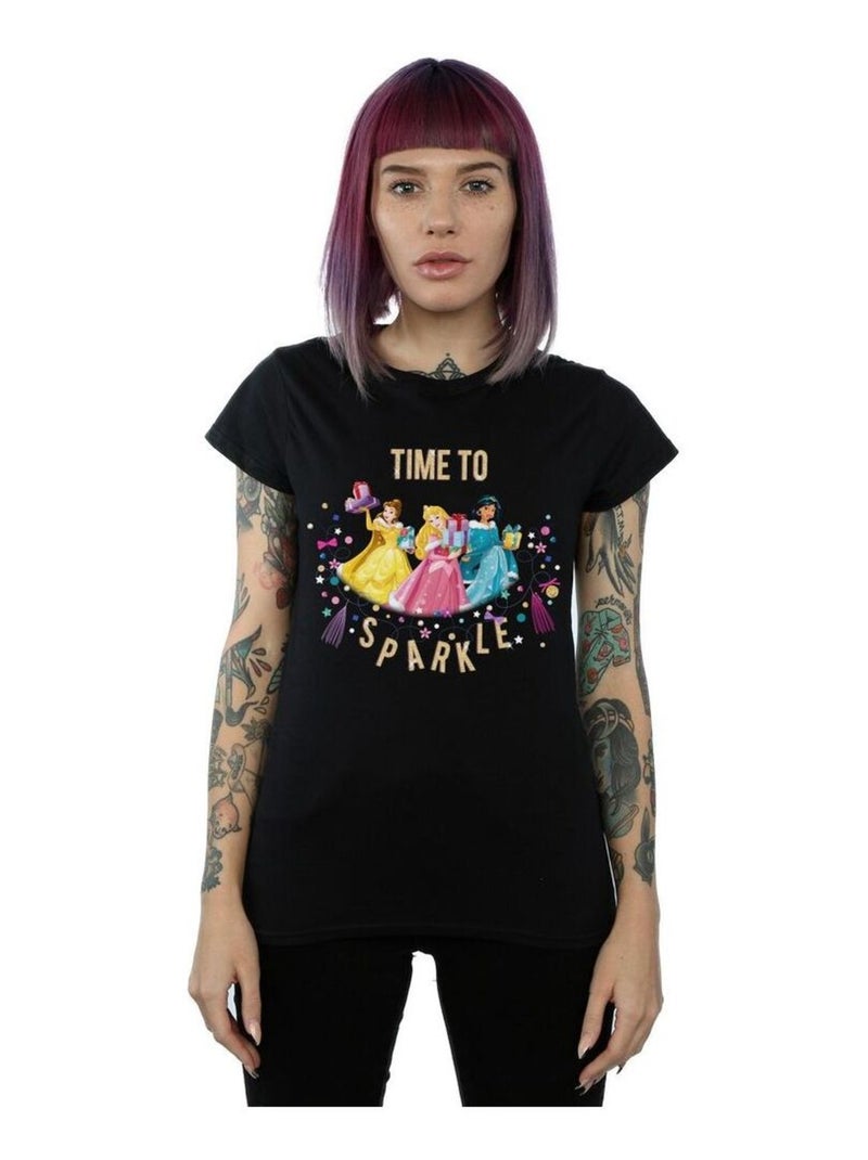 Disney - T-shirt PRINCESS TIME TO SPARKLE Noir - Kiabi