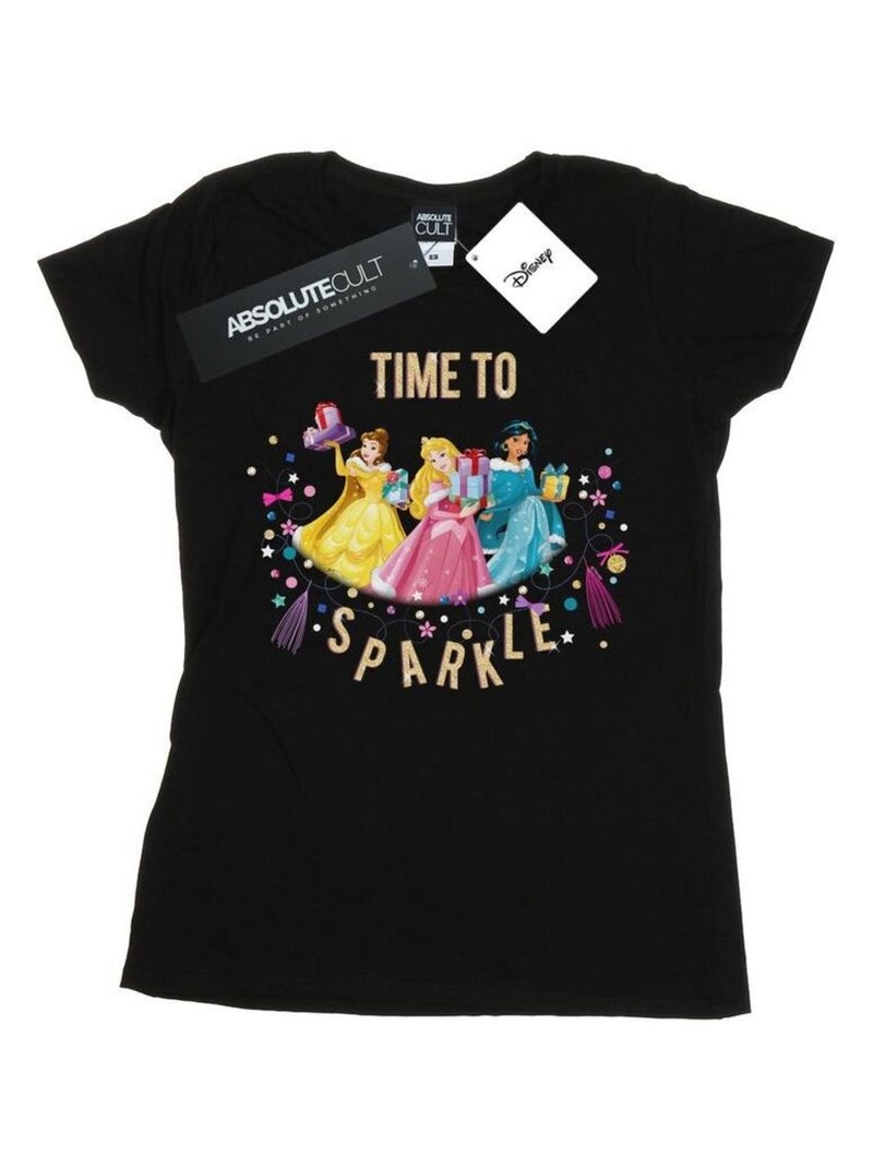 Disney - T-shirt PRINCESS TIME TO SPARKLE Noir - Kiabi
