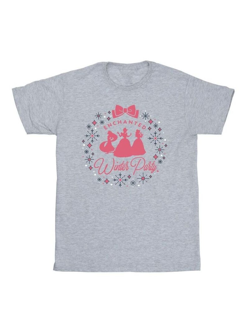 Disney - T-shirt PRINCESS WINTER PARTY Gris chiné - Kiabi
