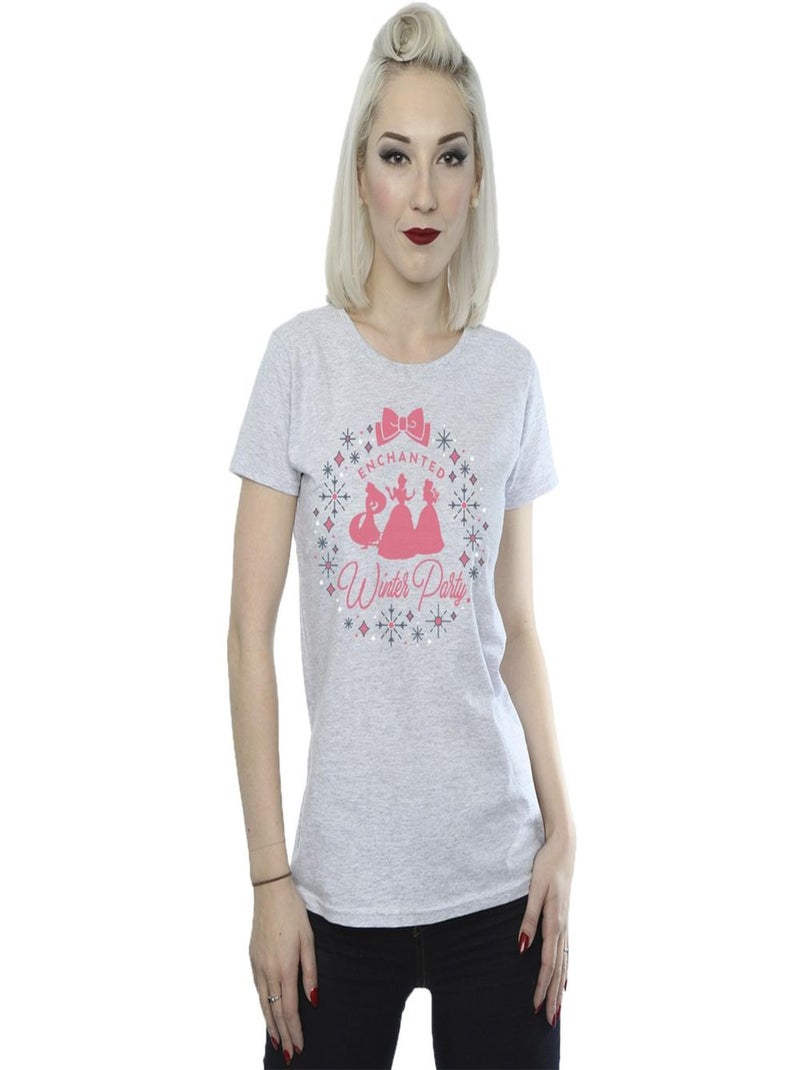 Disney - T-shirt PRINCESS WINTER PARTY Gris chiné - Kiabi