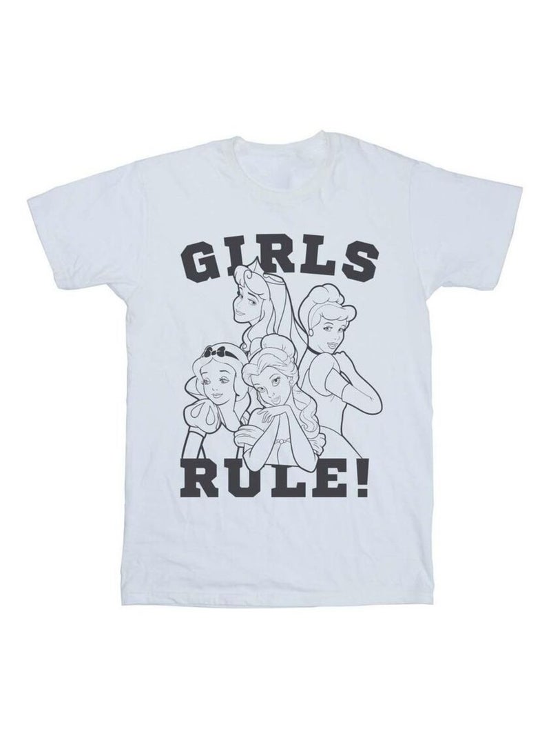 Disney - T-shirt PRINCESSES GIRLS RULE Blanc - Kiabi
