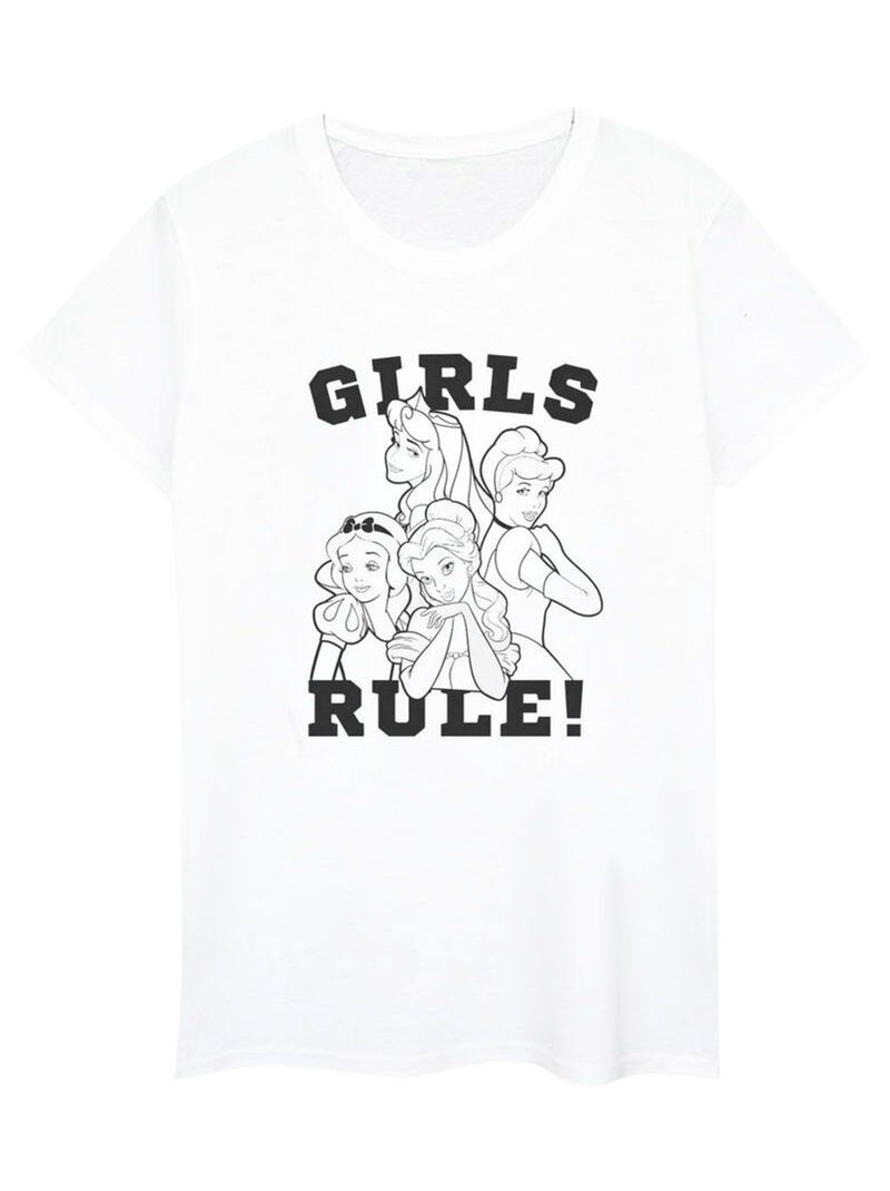 Disney - T-shirt PRINCESSES GIRLS RULE Blanc - Kiabi