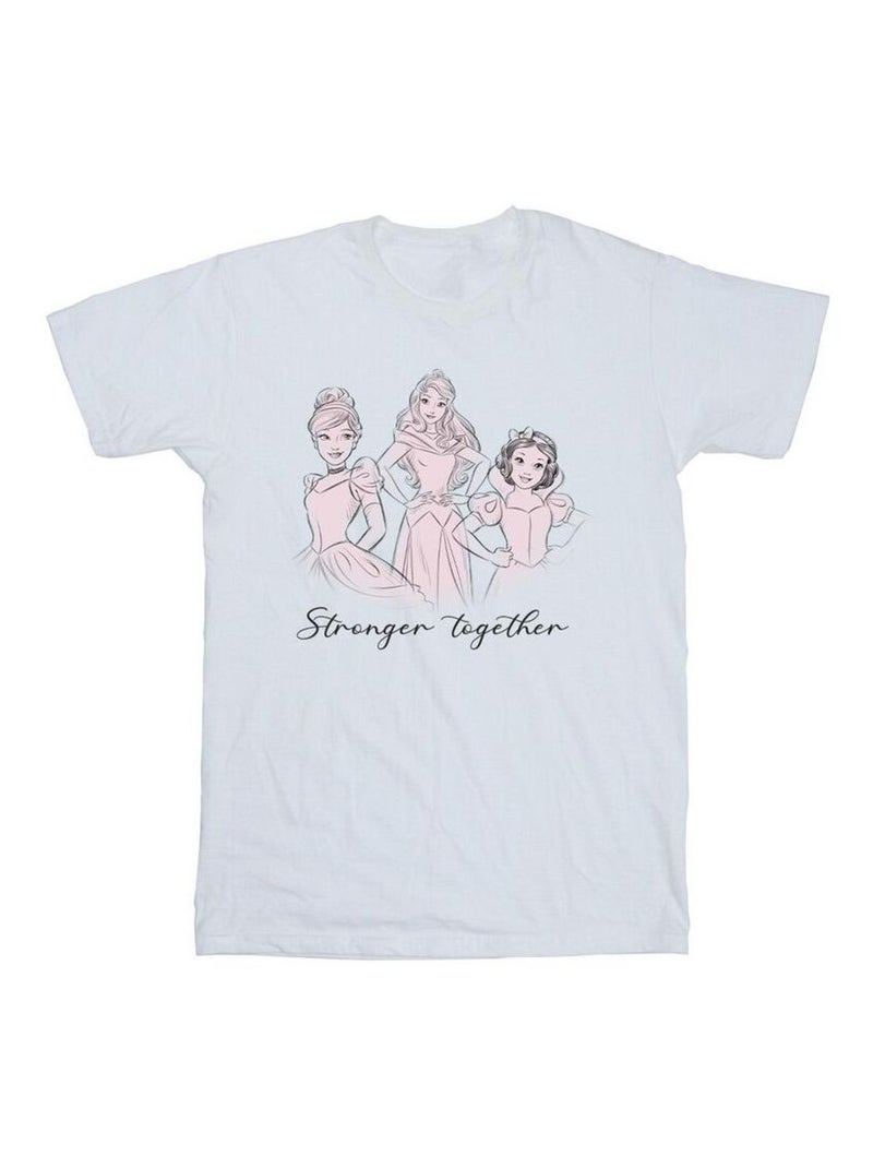 Disney - T-shirt PRINCESSES STRONGER TOGETHER Blanc - Kiabi