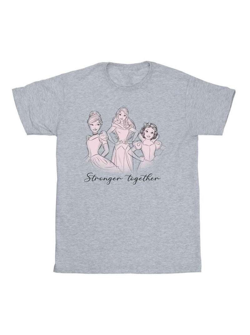 Disney - T-shirt PRINCESSES STRONGER TOGETHER Gris chiné - Kiabi