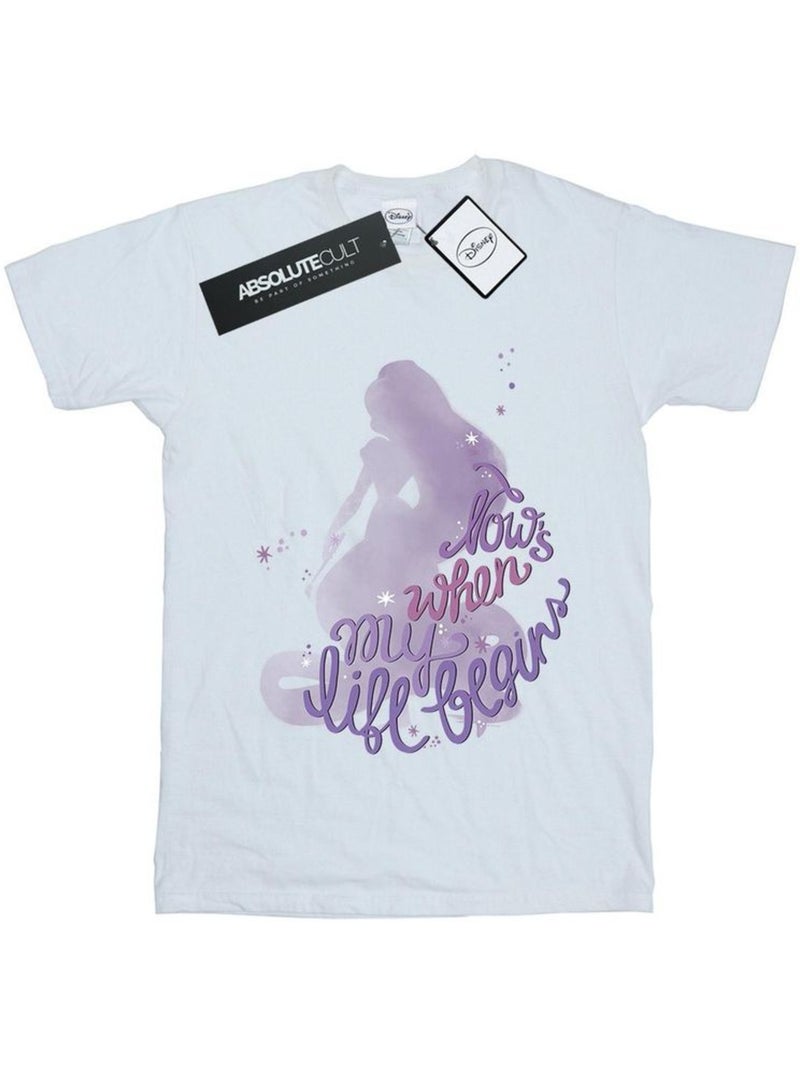 Disney - T-shirt Raiponce NOW'S WHEN MY LIFE BEGINS Blanc - Kiabi